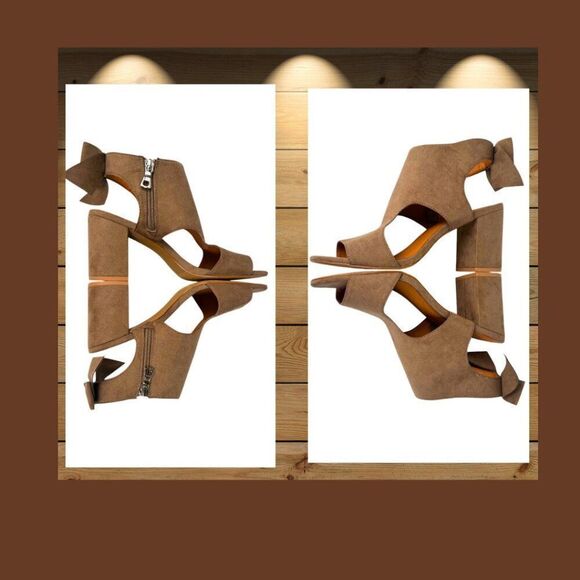 DOLCE Mojo Moxy Women's 8M Open Toe Faux Suede Sandals Bow Tie Ankle Brown EUC+ - Picture 3 of 7